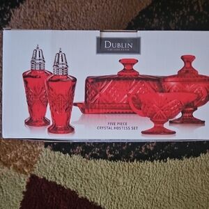 Godinger Elegant Red Crystal Set...NEW IN BOX NEVER OPENED